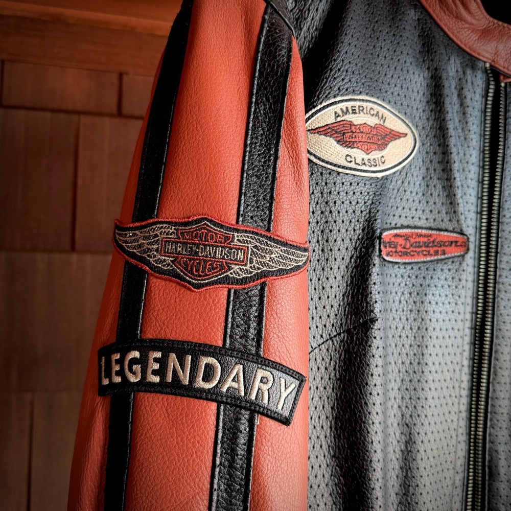 Ladies Harley-Davidson Black and Orange Legendary Jacket - Picture 2 of 9
